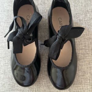 Capezio Black Patent Mary Jane Tap Shoes with Grosgrain Bow